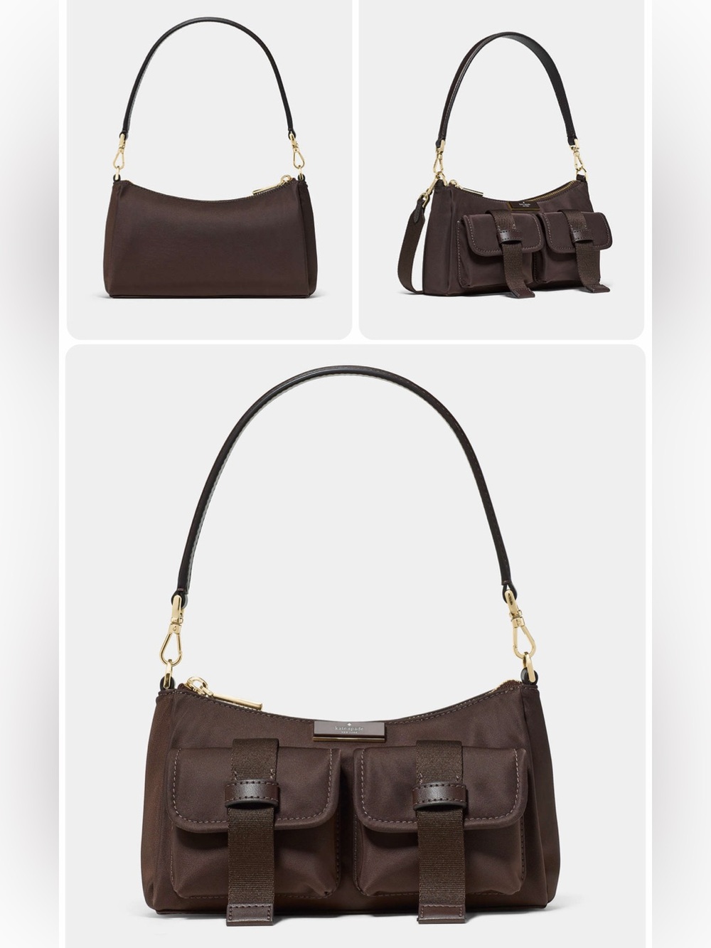 NWT Kate spade brown Carter Nylon Cargo Crossbody Bag